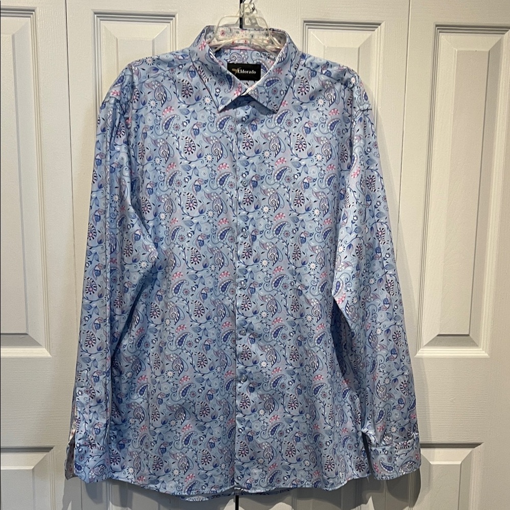 Eldorado Blue/Pink Paisley Print Long Sleeve Button Down‎ Shirt Size XXL